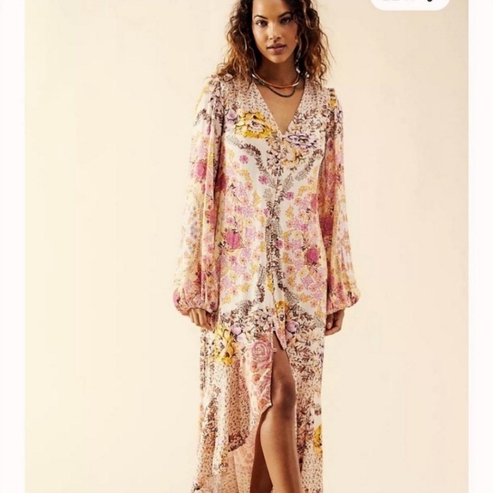 Free People Floral Maxi Dress - Black and Purple - Picture 2 of 9